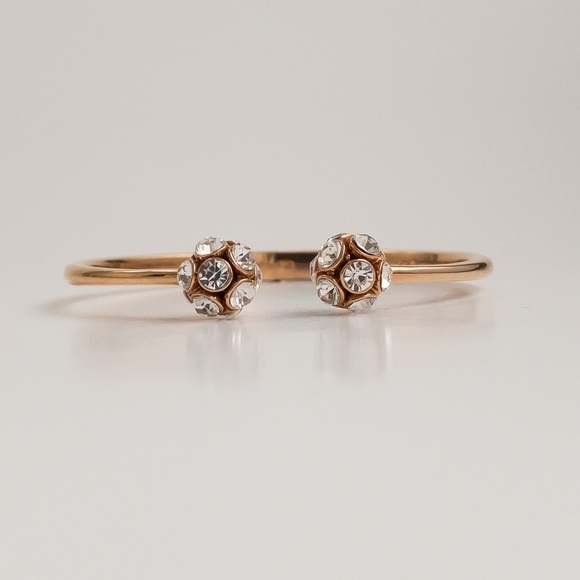 Kate Spade Time To Shine Open Hinged Cuff Bracelet Rose Gold Tone Clear Crystal - Picture 2 of 10